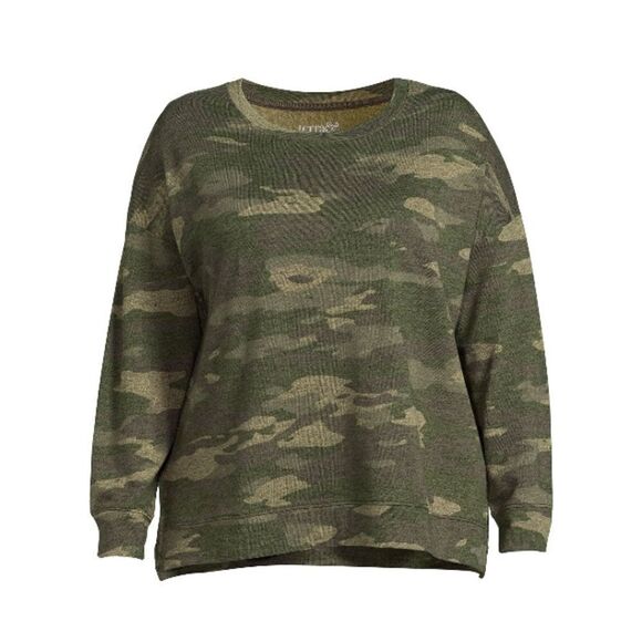 Women’s French Terry Comfy Camo Sweatshirt Top 2-Pack Size 0X (14W) - Picture 3 of 10